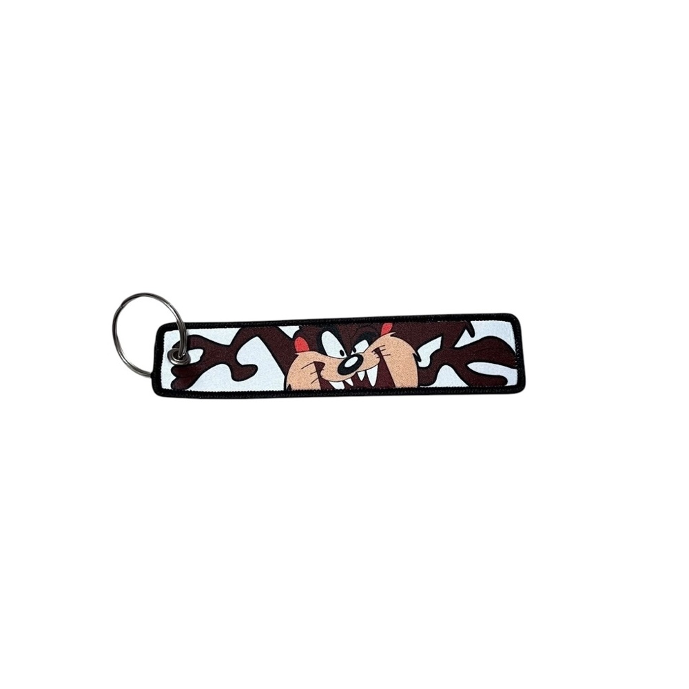 Tasmanian Devil Taz Looney Tunes Embroidered Double Sided Keychain - Picture 1 of 2